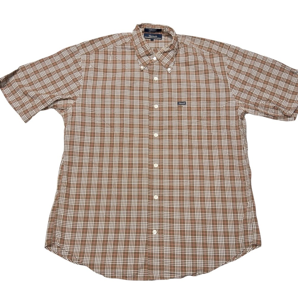 Faconnable Button‎ Up Shirt Mens Med Short Sleeve Preppy Office Business Casual
